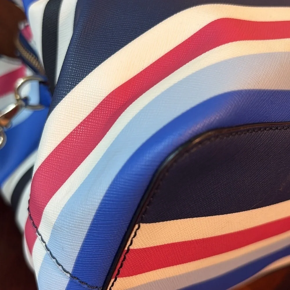 Kate Spade   Satchel  Crossbody bag striped red white blue black light blue NWOT